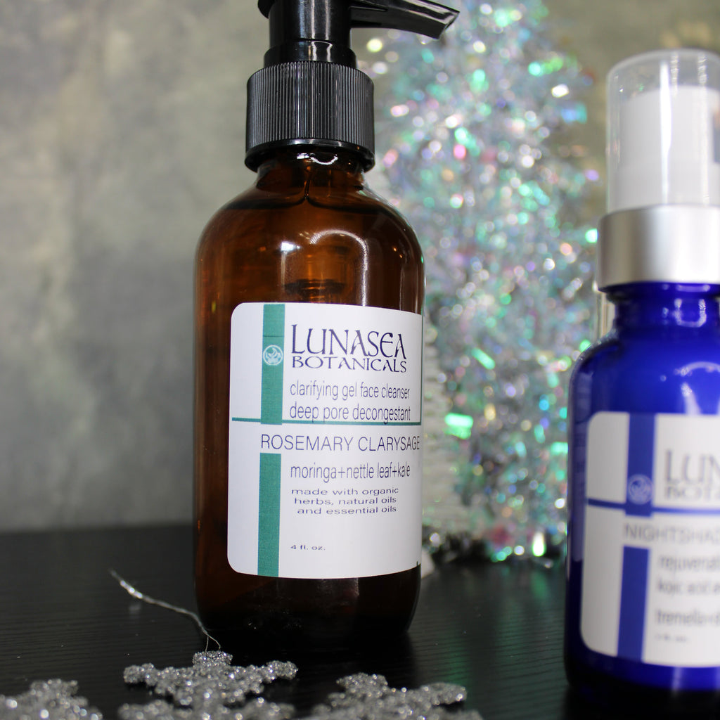 Bottle with a label on a reflective surface